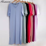 Oversized V Neck Plus Size Women Maxi Dress 4xl 5xl 6xl 7xl 8xl 9xl 10xl Summer Casual Loose Long Korean Harajuku Boho Dresses-1