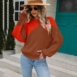 Sweater Color Matching Batwing Shirt Pullover Round Neck-7