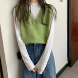 LOVEMI Sweaters WhiteUndershirt / One size Lovemi -  V-neck winter wear short sleeveless sweater knitted vest