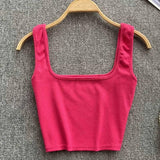 Tank Top Women Backless Y2k Top Slim Fit Bottoming-Red-9