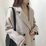 Temperament Slim Mid-length Winter Product Woolen Coat-2
