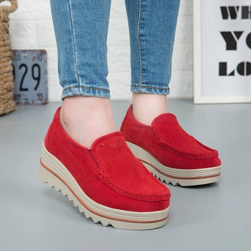 Thick-soled Flat Shoes Anti-slip Suede Height Increasing-1