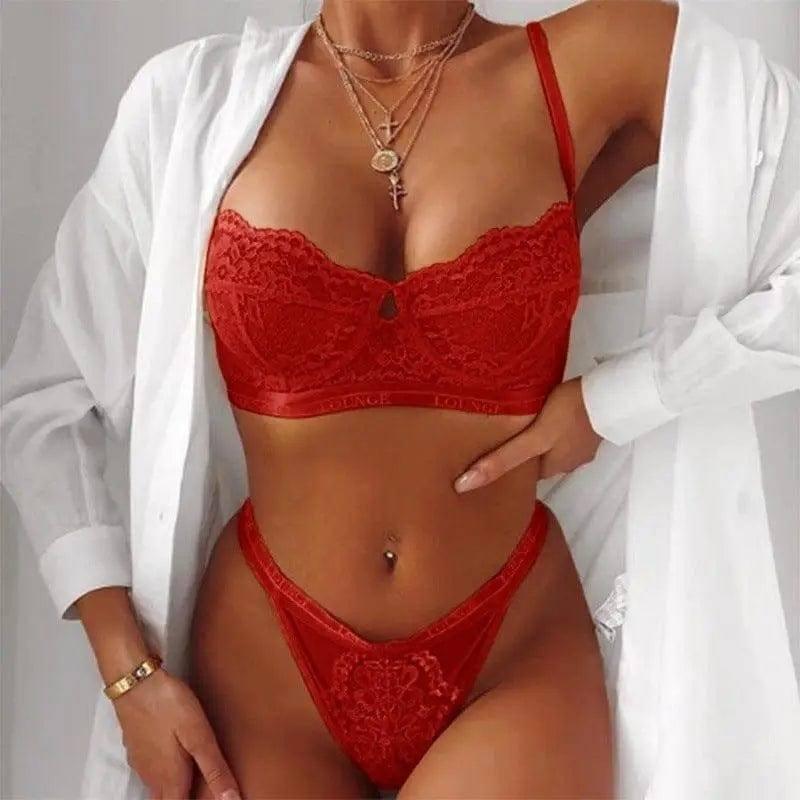Three-point Lingerie Sexy-Red-7