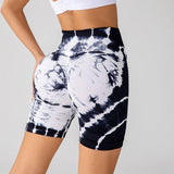 Tie-dye Printed Yoga Shorts Fashion Seamless High-waisted-3