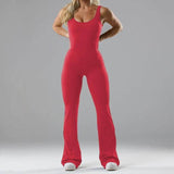 Tight Yoga Bodysuit Casual Hollow Seamless Sport clothing LOVEMI  L Red 