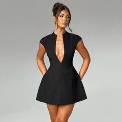 Townlike Pocket Elegant A-line Dress Women Mini 2024 Spring-4