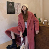 LOVEMI trench coat Rose red / One size Lovemi -  New Winter Thick and Versatile Loose Cardigan Plush Trench