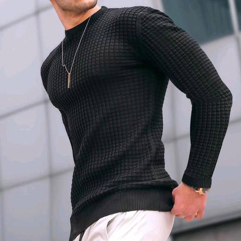 Trend Crew-neck Pullover Loose Knitted Long-sleeved Cotton-Black-3