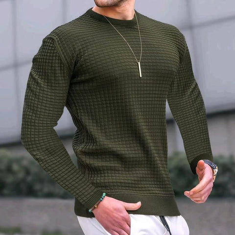 Trend Crew-neck Pullover Loose Knitted Long-sleeved Cotton-Army green-6