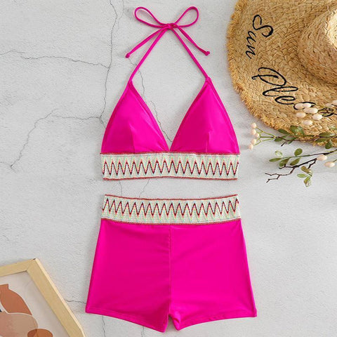 Trendy Boho Chic Swimwear Set: Summer Fashion Essentials-Pink-8