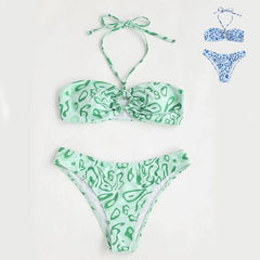 Trendy Green Paisley Bikini Set for Stylish Beach Outfits-1