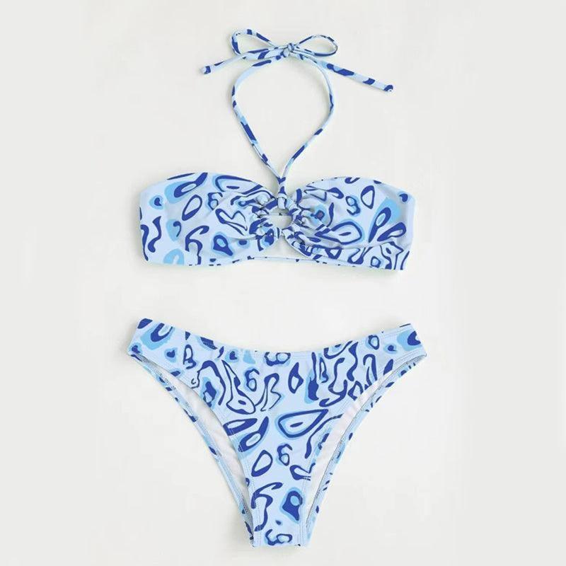 Trendy Green Paisley Bikini Set for Stylish Beach Outfits-Blue-2