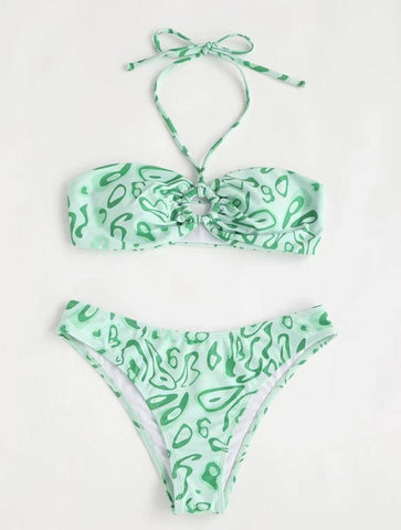 Trendy Green Paisley Bikini Set for Stylish Beach Outfits-4