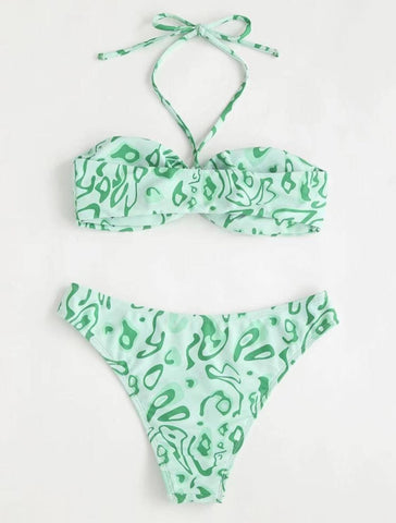 Trendy Green Paisley Bikini Set for Stylish Beach Outfits-5