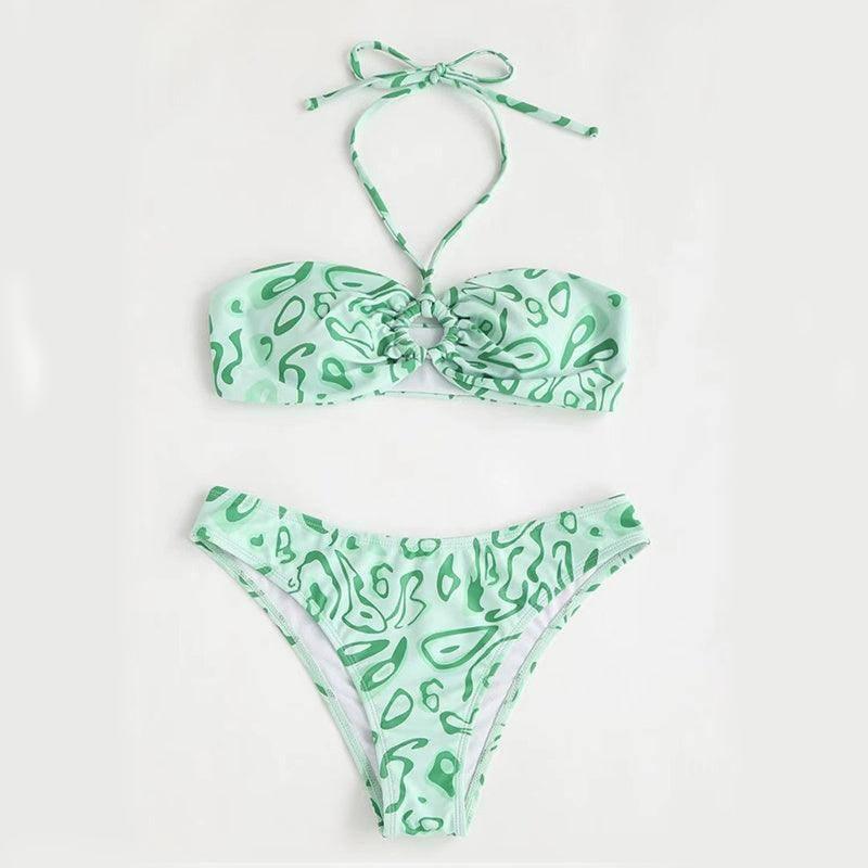 Trendy Green Paisley Bikini Set for Stylish Beach Outfits-Green-8