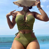 Trendy Knit Swimsuits: Chic Beachwear for Every Body Type Bikinis LOVEMI  Army Green S 