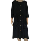 Trendy Plus Size Black Buttoned Dress - EcoBros-4