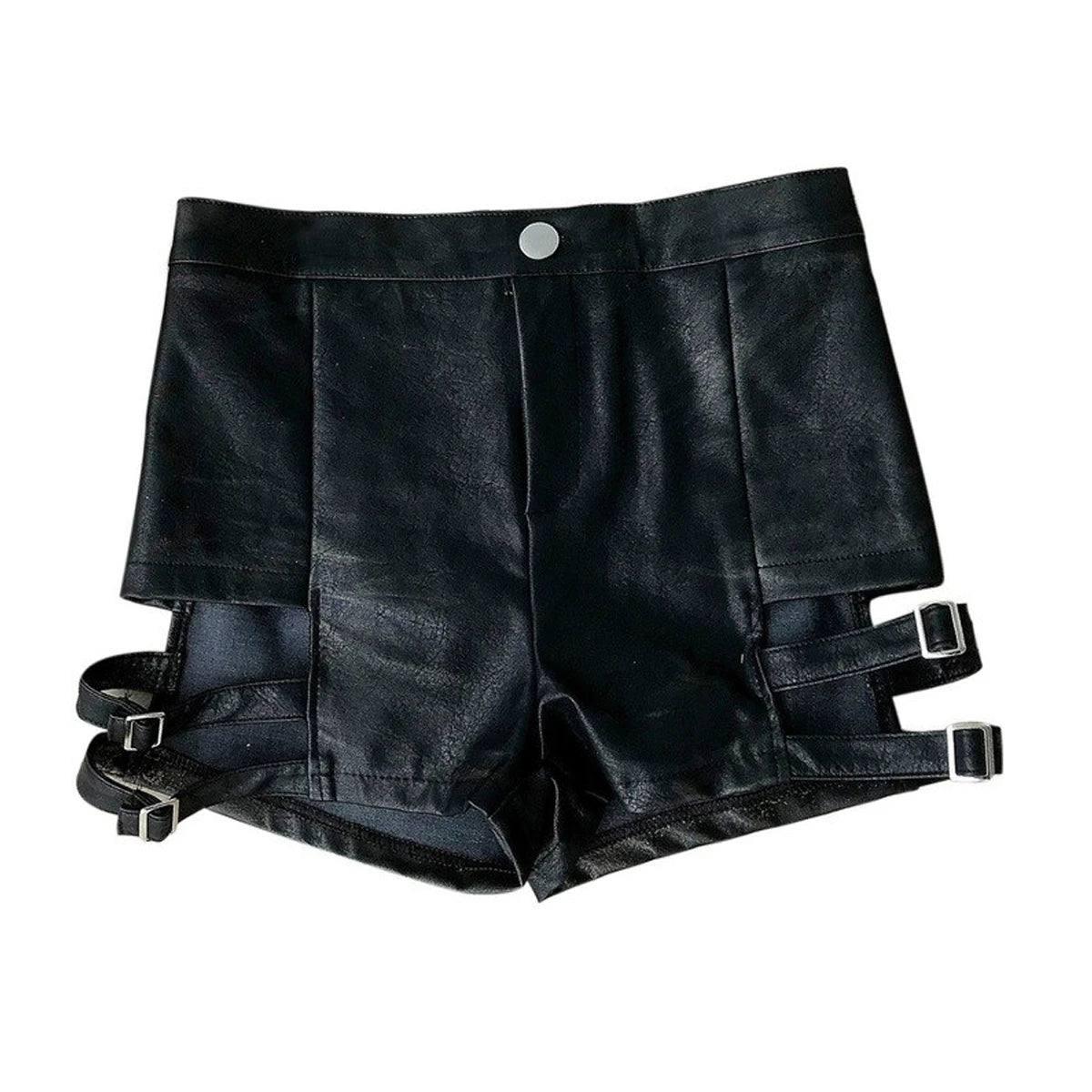 Trendy Strappy Leather Shorts for Edgy Fashion Looks-5