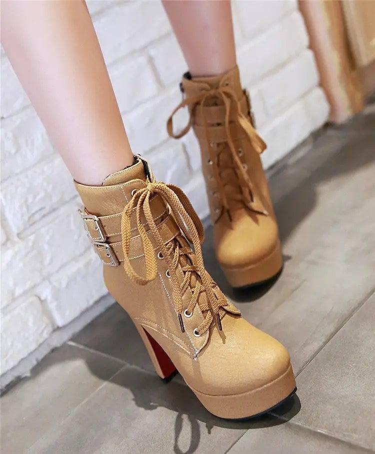 Ultra-heeled chunky heel women boots-2