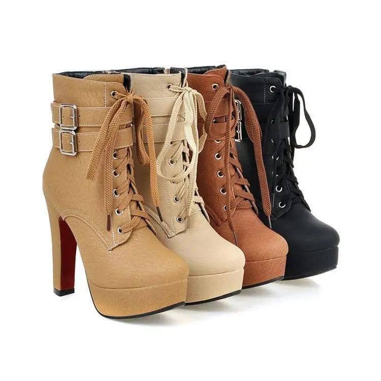 Ultra-heeled chunky heel women boots-5