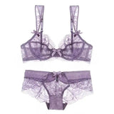 Ultra-Thin Sexy Gathered Lingerie Set, Big Breasts Show-Purple-4