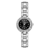 Watches-Set Bangle Clock Bracelet Wrist-Watch Quartz Women-Silver black-7