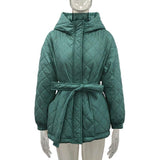 LOVEMI  WDown jacket Lovemi -  Hooded Cotton Jacket Slim-fit Lace Up Lapel Long Sleeve Plaid Long