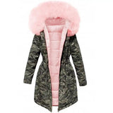 LOVEMI  WDown jacket Lovemi -  Plush Thick Coat Loose Big Fur Collar Mid-length Camouflage