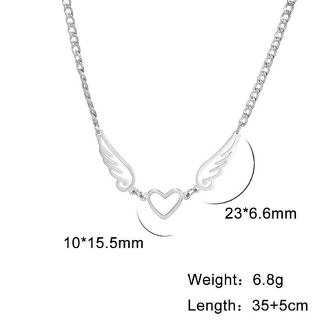 Winged Heart Necklaces: Unique Charm Jewelry Gifts-Steel-3