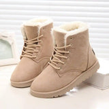 Winter Snow Boots Lace Up Platform Shoes Women Plush Suede-10