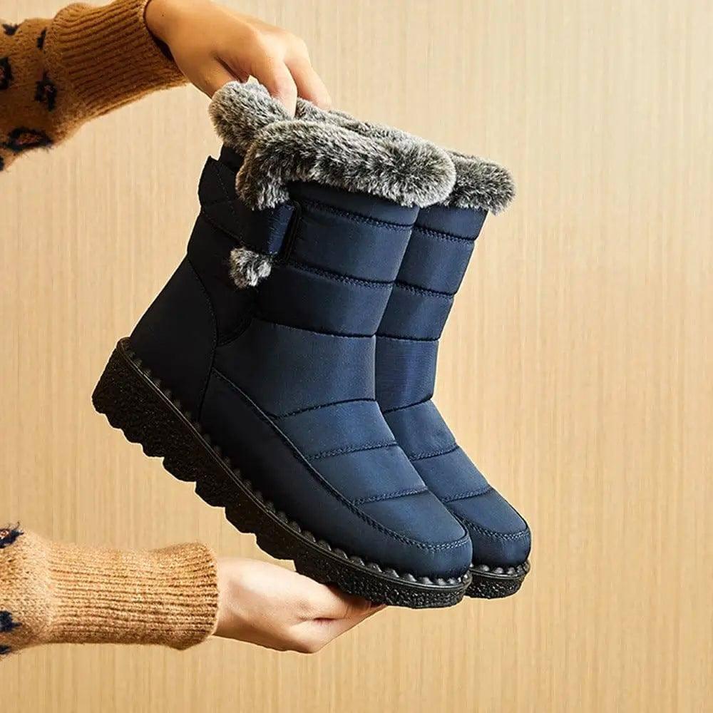 Winter Snow Boots Warm Plush Platform Boots Waterproof-Blue-2