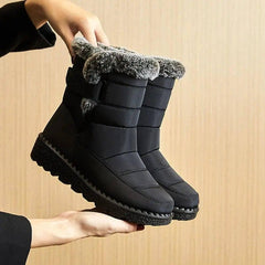Winter Snow Boots Warm Plush Platform Boots Waterproof-Black-4