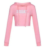 Women Fashion Active Hoodies Long Sleeve Crop Top Letter-Pink-6