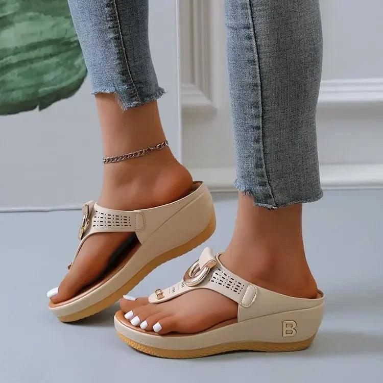 Women New Summer Sandals Open Toe Beach Shoes Flip Flops-5