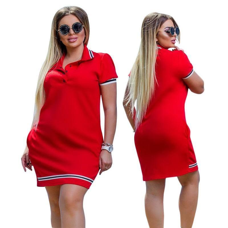 Women Polo Dress Big Size 6XL Oversized Above Knee Mini-1