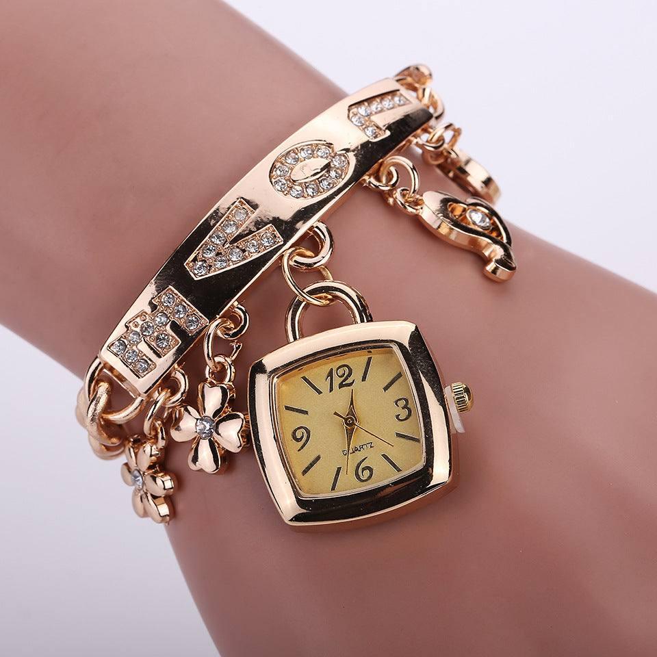 Women's Alloy Bracelet Watch-Gold-1