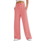 Women's Autumn Leisure Loose Wide-leg Pants ccargo LOVEMI  Pink S 