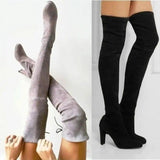 Women's Black Knee High Boots with High Heel | Long Boots-1