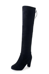 Women's Black Knee High Boots with High Heel | Long Boots-Black-2