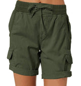 Women's Casual High Waist Cargo Shorts 0 LOVEMI  Dark Green S 