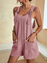 Women's Casual Summer Short Rompers Overalls 2024 Loose-Pink-7