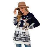Women's Christmas Reindeer Jacquard Sweater Pullover Knit-Picture color-2