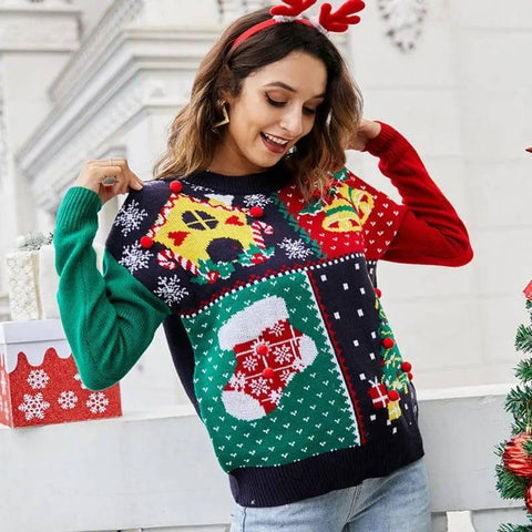 Women's Christmas Tree Snowflake Knitted Sweaters Long-1
