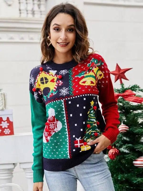 Women's Christmas Tree Snowflake Knitted Sweaters Long-3