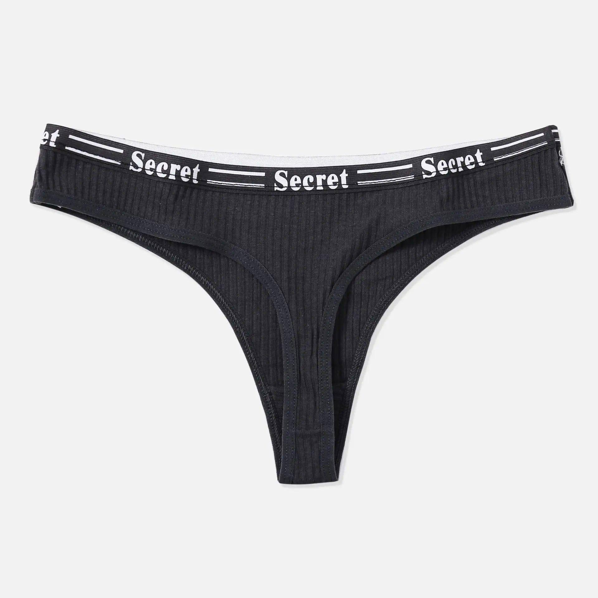 Women's Cotton Panties Sexy Thong Panties-Dark gray-3