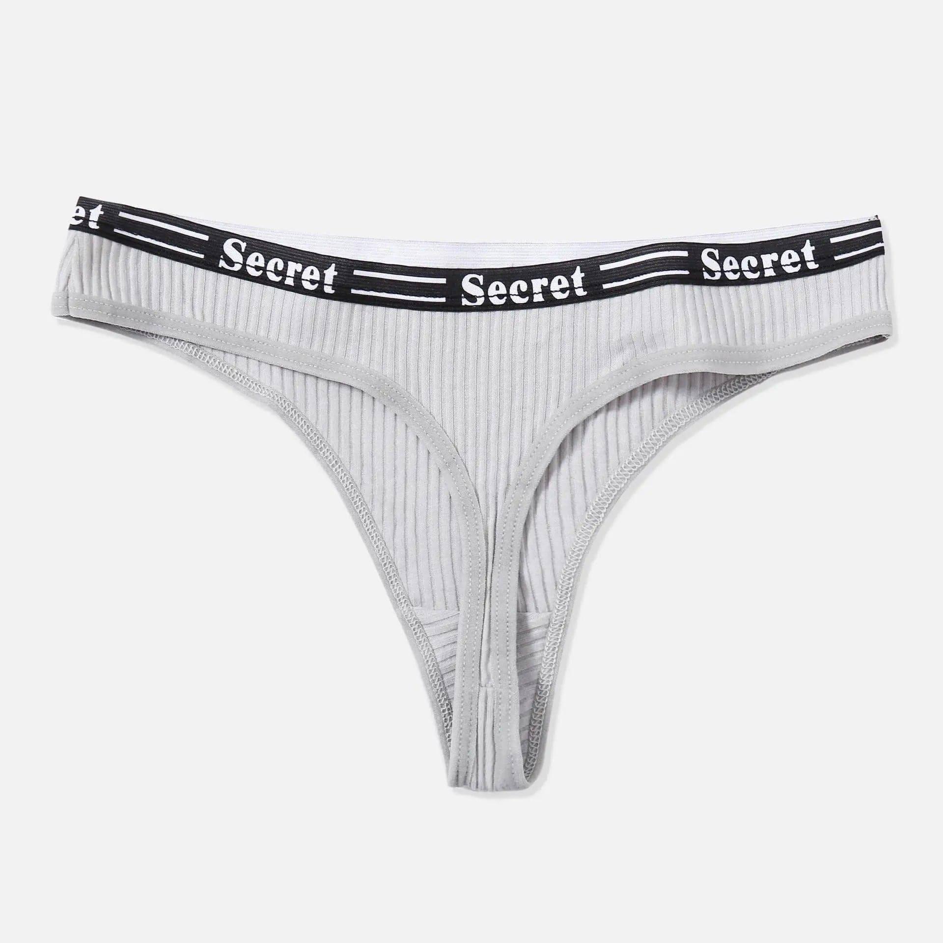 Women's Cotton Panties Sexy Thong Panties-Light Grey-4