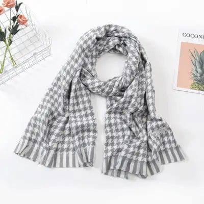 Women's Fashion Casual Cashmere Plaid Scarf-Houndstooth Gray-17