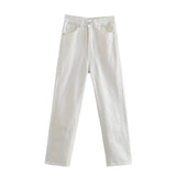 Women's Fashion Casual High Waist Jeans-White-6