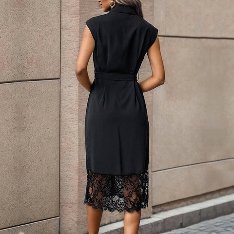 Women's Fashion Lace Stitching Dress-3