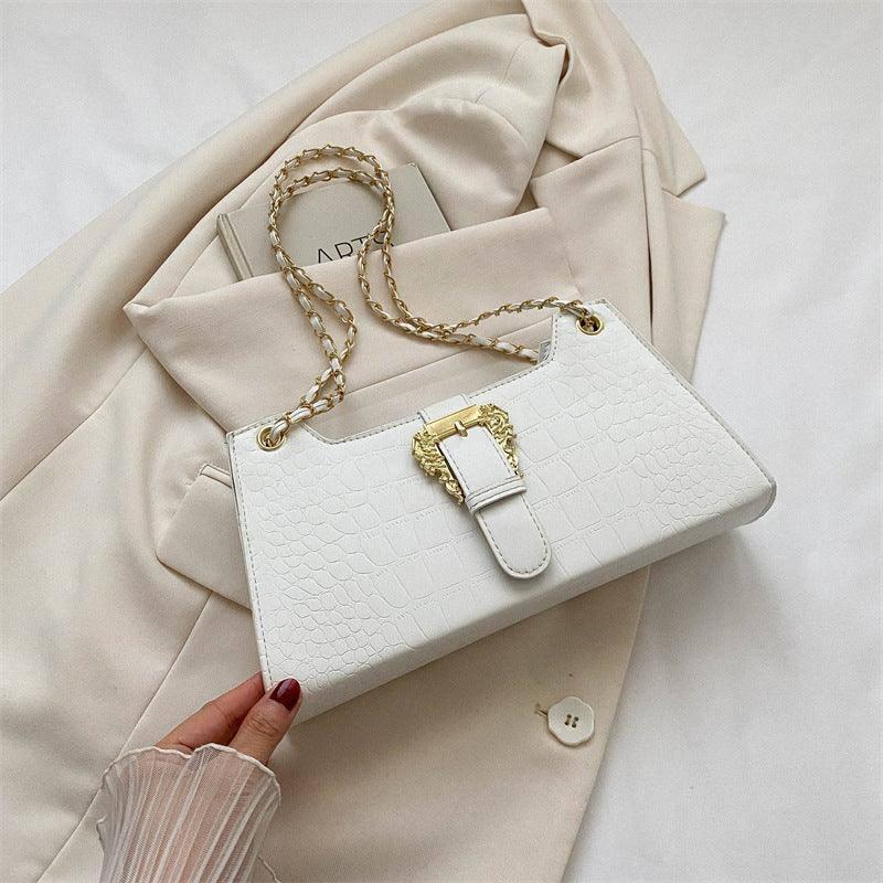 Women's Fashion Simple Chain Fashion Bag Shoulder Bag Casual-White-4